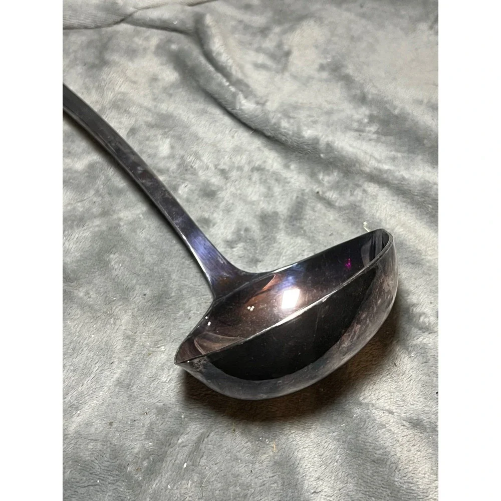 Vintage Silver Plated Ladle Made in Italy with Side Pour Spout and Pot Hook 14